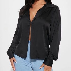 Fashion Nova Sleek Black Blouse